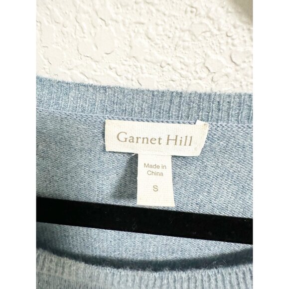 Garnet Hill Womens Shirttail Cashmere Sweater Long Sleeve Crew Neck Blue Small - Picture 6 of 7